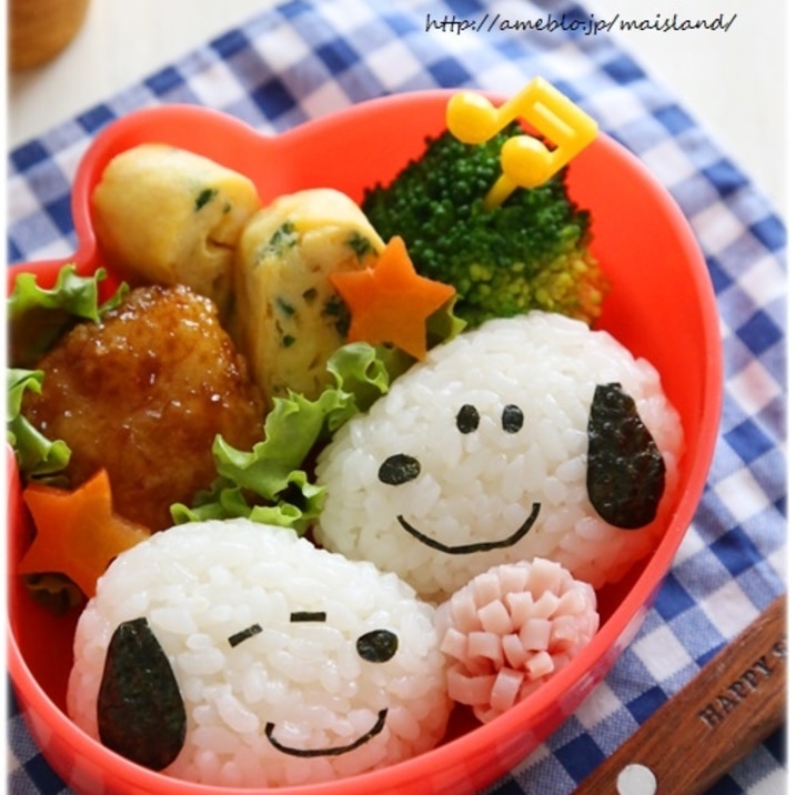 キャラ弁 スヌーピーおにぎりのお弁当 レシピ 作り方 By Mai Mai 楽天レシピ キャラ弁 スヌーピーおにぎりのお弁当 レシピ 作り方 By Mai Mai 楽天レシピ